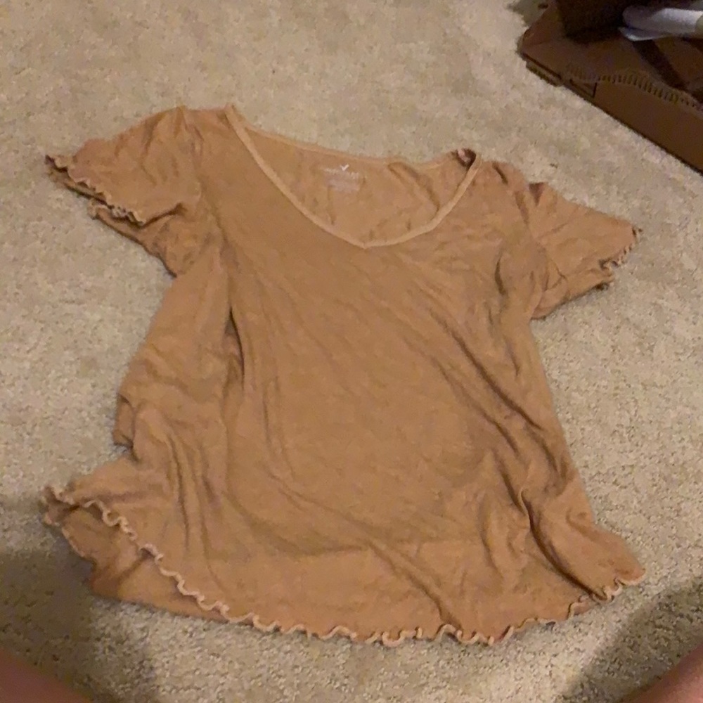 Dark yellow, AE, lettuce edge, soft T-Shirt, Small